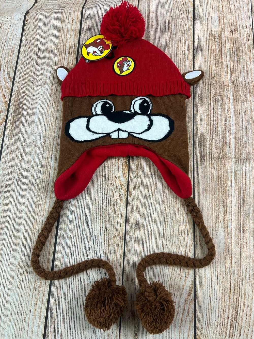 NWT Buc-ees Beaver Knit Winter Hat Bucees Face Cap Adult One Size